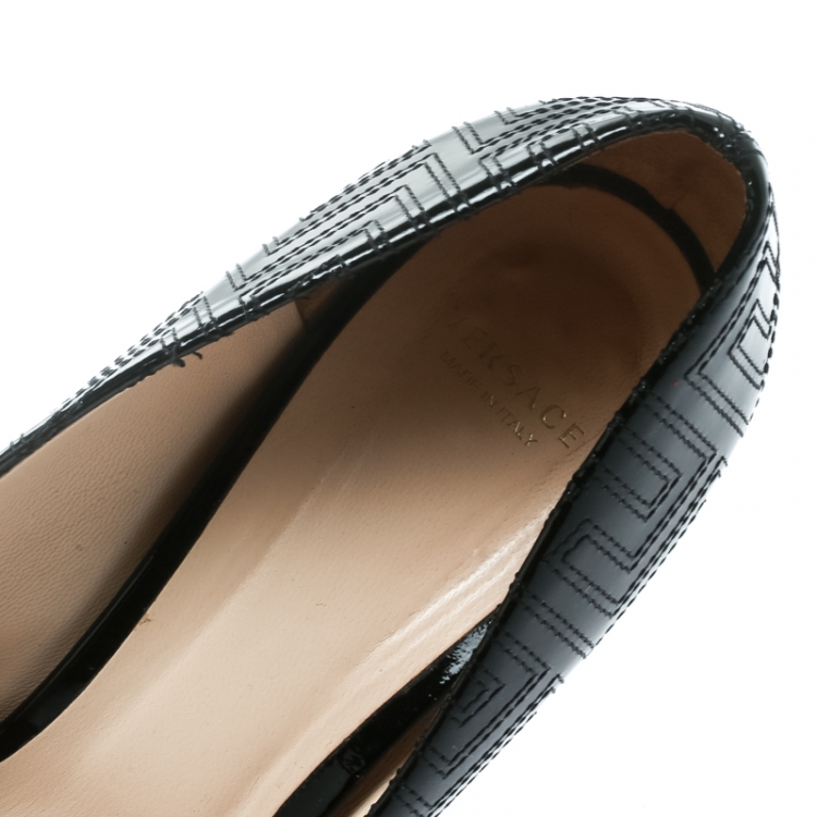 Pre Owned Versace Black Patent Leather Leather Pointed Toe Pumps Size 39