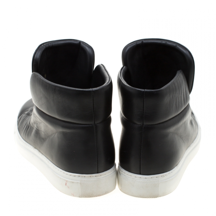 Pre Owned Versace Black Leather Medusa High Top Sneakers Size 38
