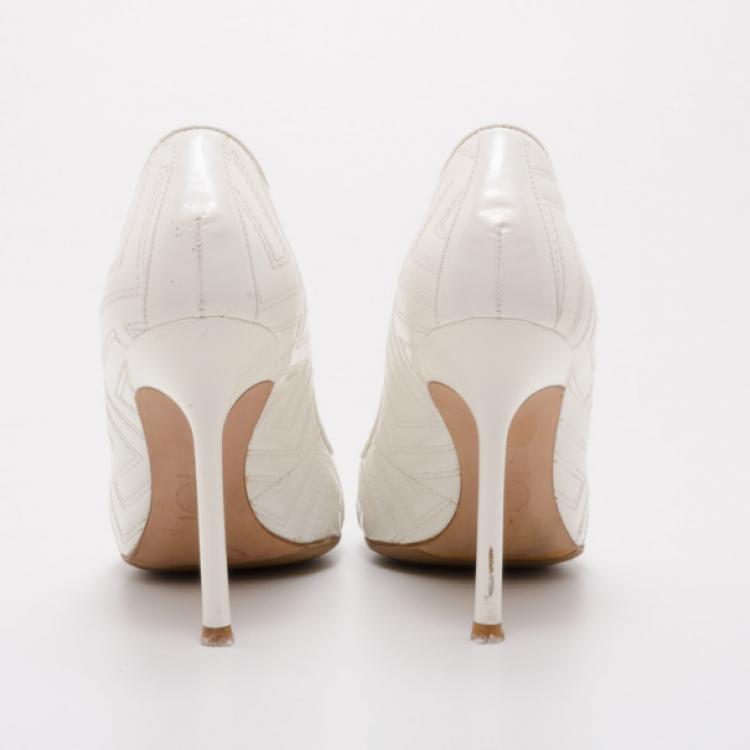 Pre Owned Versace White Patent Leather Pumps Size 40