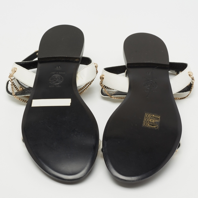 مملوكة مسبقًا Versace White Leather Medusa Sandals Size 39