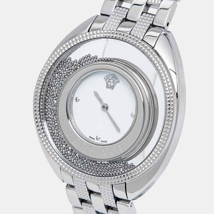 Pre Owned Versace White Stainless Steel Destiny Spirit 86Q99D002-S099 Women's Wristwatch 39 mm