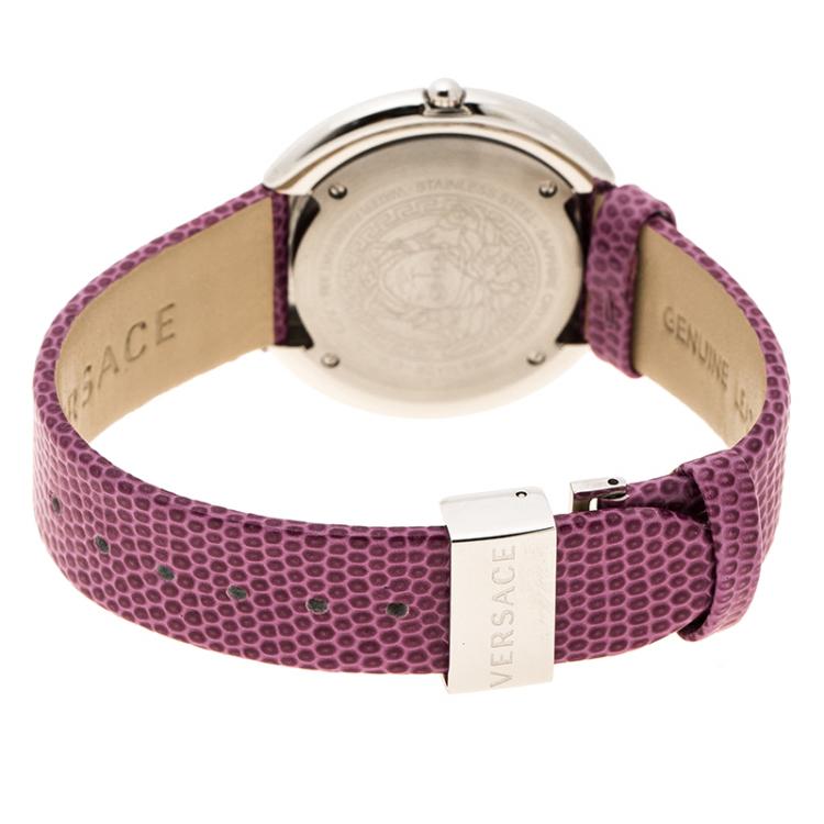 Pre Owned Versace White Mother of Pearl Stainless Steel Thea A7Q Women's Wristwatch 39 mm
