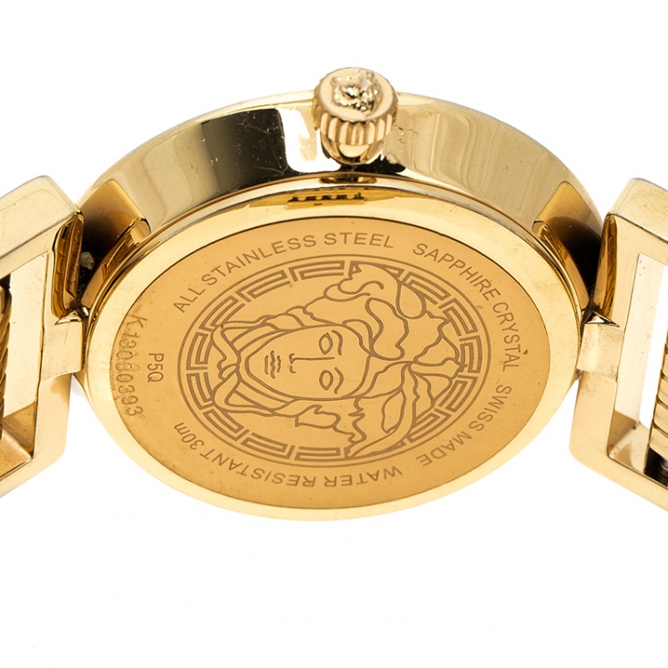 Pre Owned Versace Gold Tone Stainless Steel Vanity P5Q Women's Wristwatch 35 mm