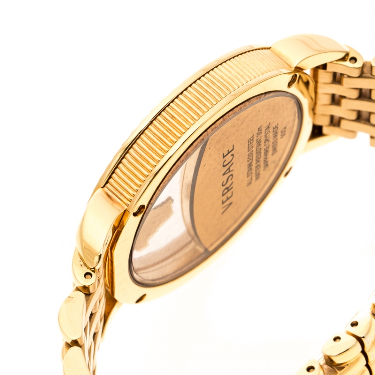 Pre Owned Versace Purple Gold Plated Stainless Steel Krios 93Q Women's Wristwatch 38 mm