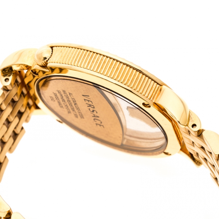 Pre Owned Versace Purple Gold Plated Stainless Steel Krios 93Q Women's Wristwatch 38 mm