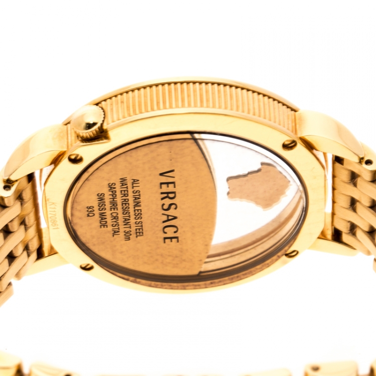 Pre Owned Versace Purple Gold Plated Stainless Steel Krios 93Q Women's Wristwatch 38 mm