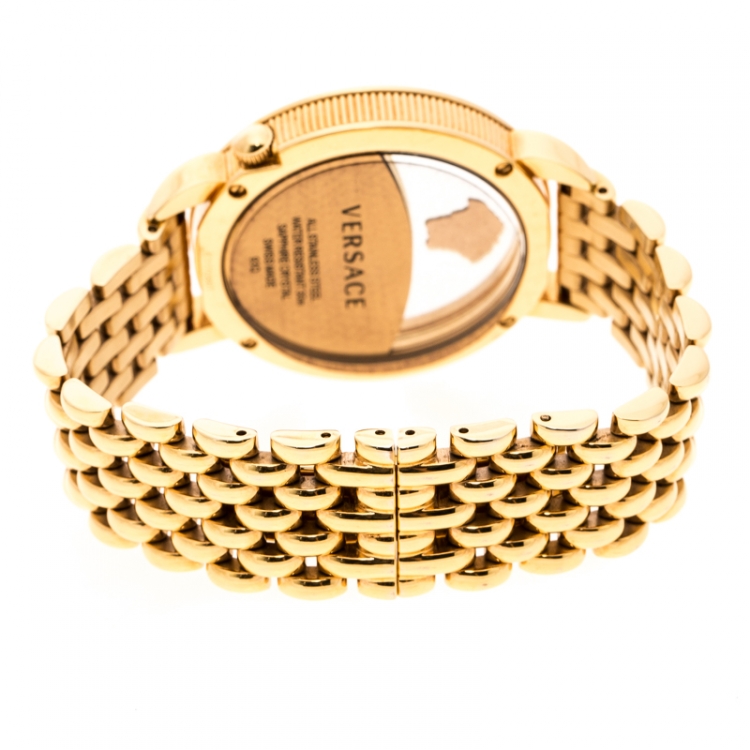 Pre Owned Versace Purple Gold Plated Stainless Steel Krios 93Q Women's Wristwatch 38 mm