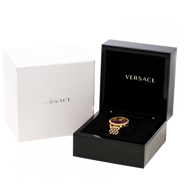 Pre Owned Versace Purple Gold Plated Stainless Steel Krios 93Q Women's Wristwatch 38 mm