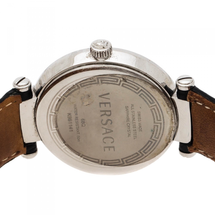 Pre Owned  Versace Black Stainless Steel Reve 68Q Women's Wristwatch 35 mm
