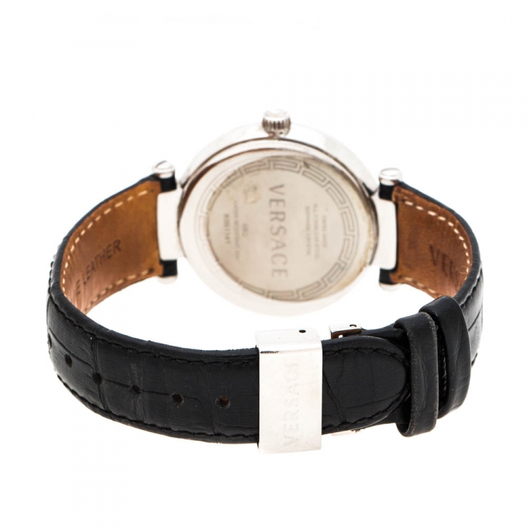 Pre Owned  Versace Black Stainless Steel Reve 68Q Women's Wristwatch 35 mm