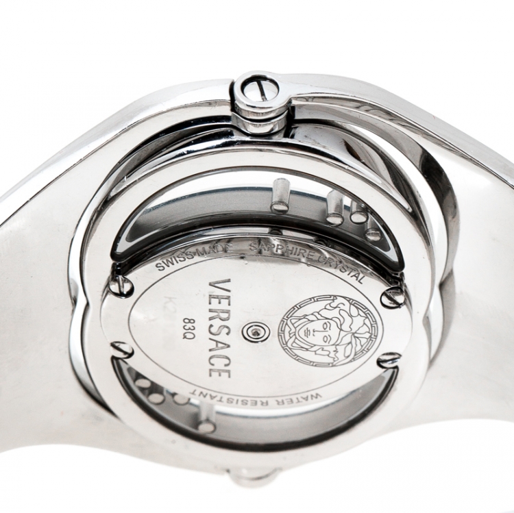 Pre Owned Versace Silver Stainless Steel Diamonds Eclissi 83Q Women's Wristwatch 39 mm