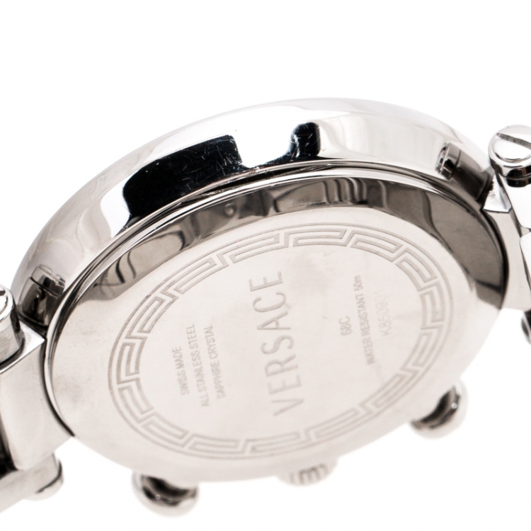 Pre Owned Versace Black Stainless Steel Reve 68C Chronograph Women's Wristwatch 40 mm