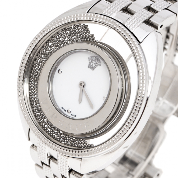 Pre Owned Versace White Stainless Steel Destiny Spirit 86Q Women's Wristwatch 39 mm