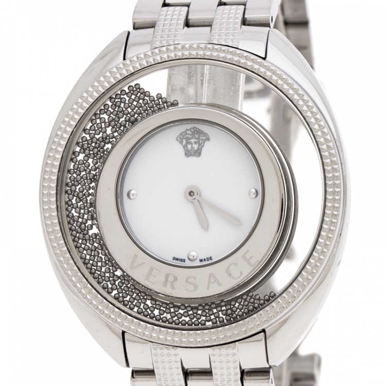 Pre Owned Versace White Stainless Steel Destiny Spirit 86Q Women's Wristwatch 39 mm