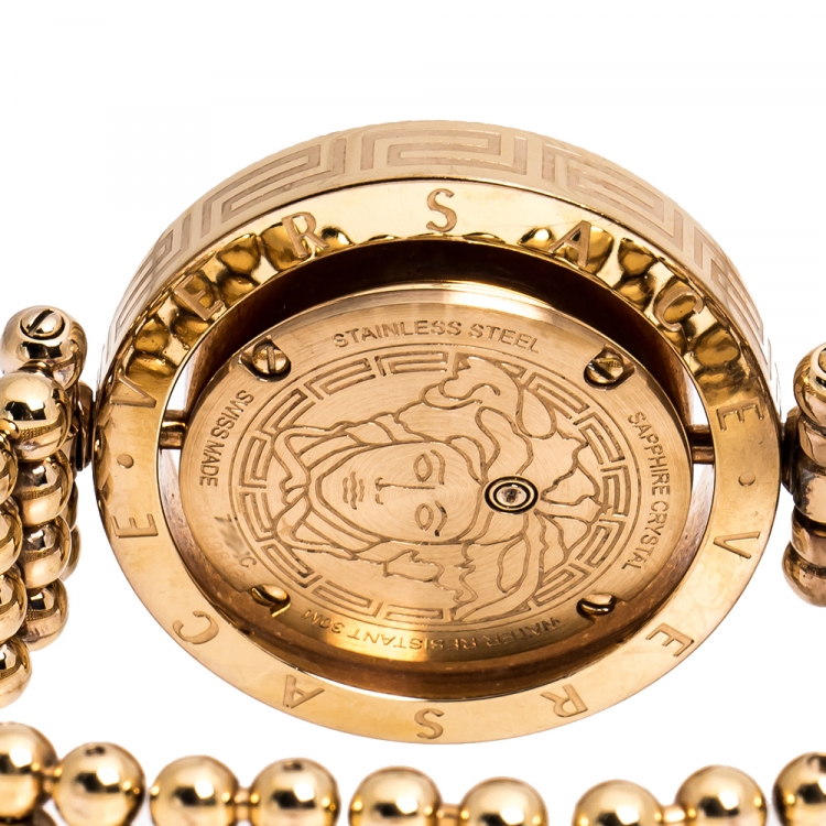 Pre Owned Versace Mother Of Pearl Rose Gold Plated Stainless Steel Eon 79Q-IC Women's Wristwatch 33 mm