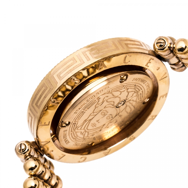 Pre Owned Versace Mother Of Pearl Rose Gold Plated Stainless Steel Eon 79Q-IC Women's Wristwatch 33 mm