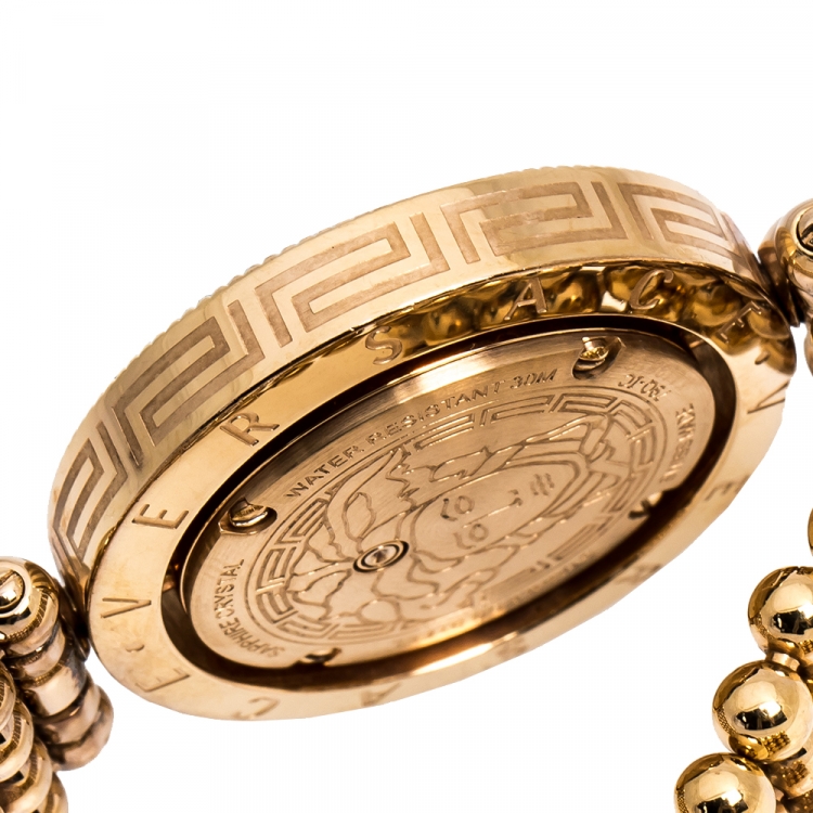 Pre Owned Versace Mother Of Pearl Rose Gold Plated Stainless Steel Eon 79Q-IC Women's Wristwatch 33 mm