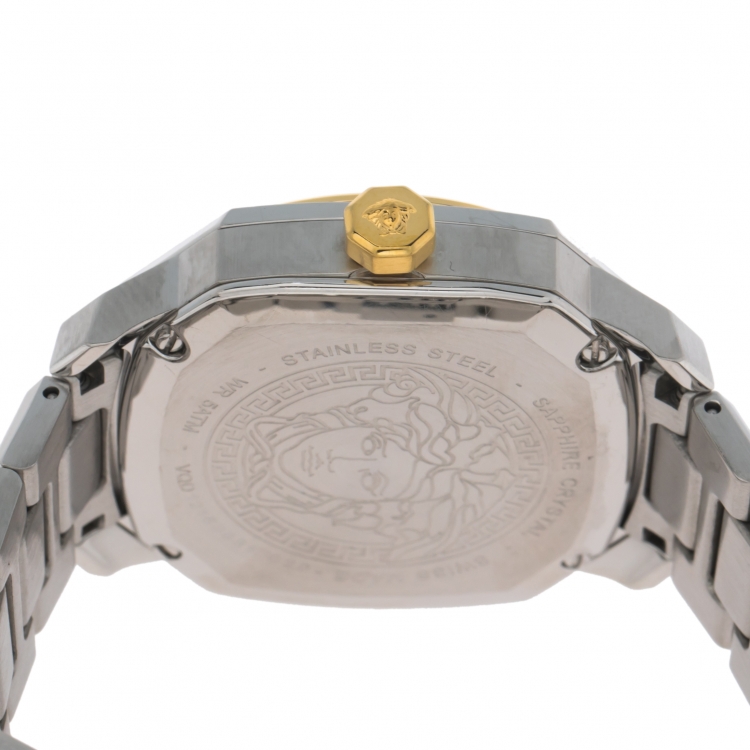 Pre Owned Versace Blue Two-Tone Stainless Steel Dylos VQD140016 Women's Wriswatch 35 mm