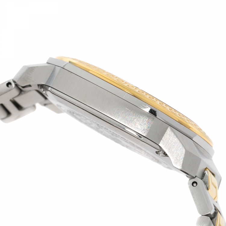 Pre Owned Versace Blue Two-Tone Stainless Steel Dylos VQD140016 Women's Wriswatch 35 mm