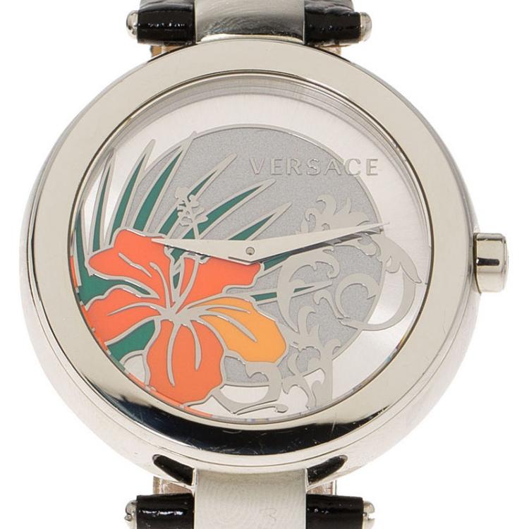 Pre Owned Versace Silver Stainless Steel  Women's Wristwatch 38MM