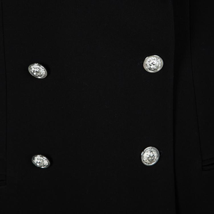 Pre Owned Versus Versace Black Embossed Button Detail Double Breasted Sleeveless Vest Dress M