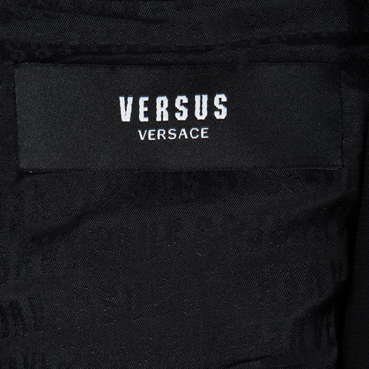 Pre Owned Versus Versace Black Embossed Button Detail Double Breasted Sleeveless Vest Dress M