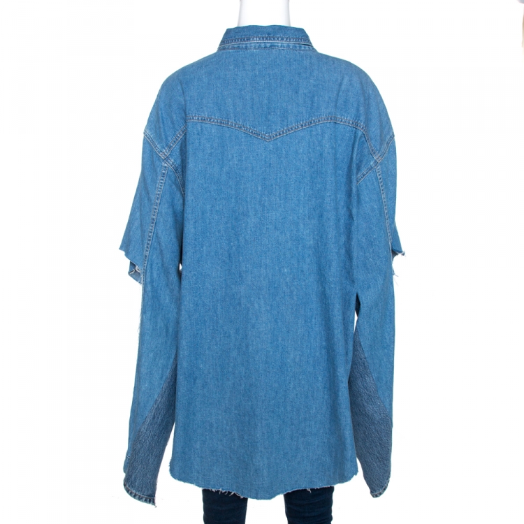 Pre Owned Vetements x Levi's Blue Denim Cutout Sleeves Oversized Shirt S