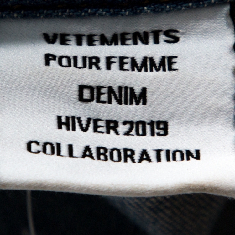 Pre Owned Vetements x Levi's Blue Denim Cutout Sleeves Oversized Shirt S