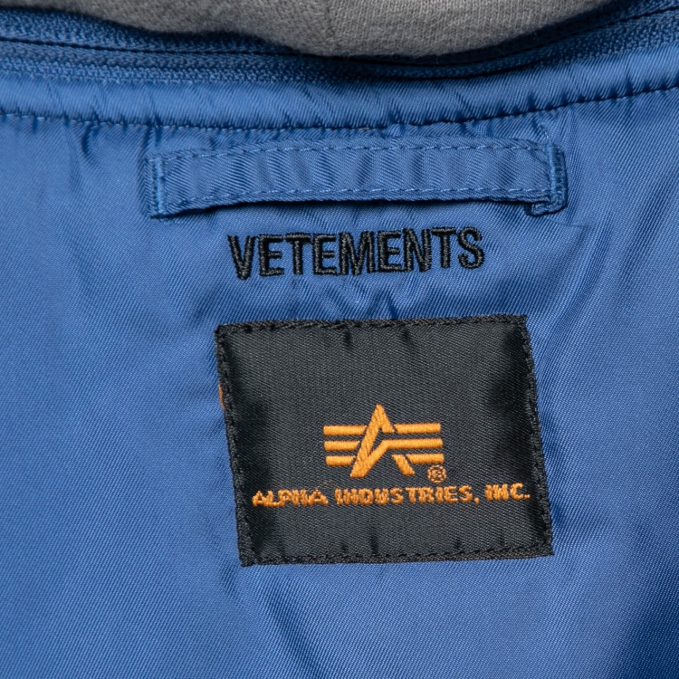 Pre Owned Vetements X Alpha Industries Grey Synthetic Reversible Bomber Jacket XS 