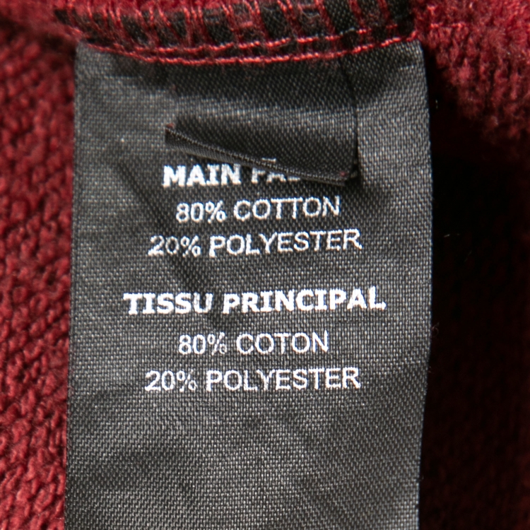 Pre Owned Vetements Bordeaux Slogan Print Cotton Cropped Hoodie M
