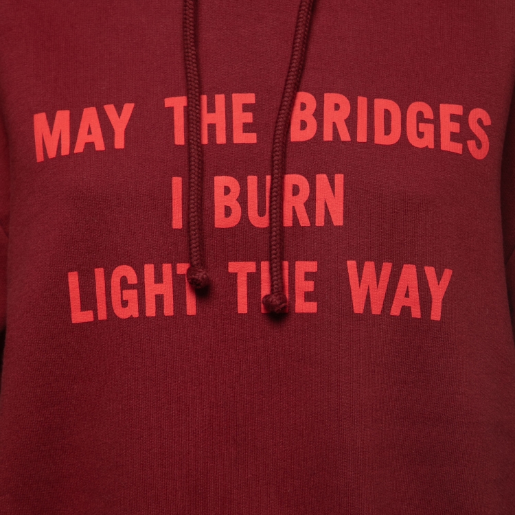 Pre Owned Vetements Bordeaux Slogan Print Cotton Cropped Hoodie M