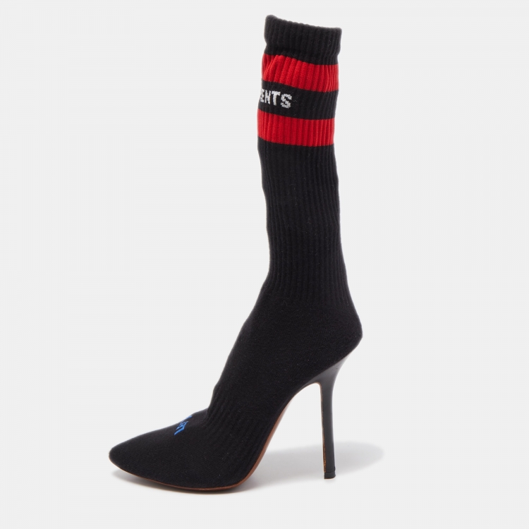 Pre Owned Vetements Black Knit Fabric Sock Boots Size 37