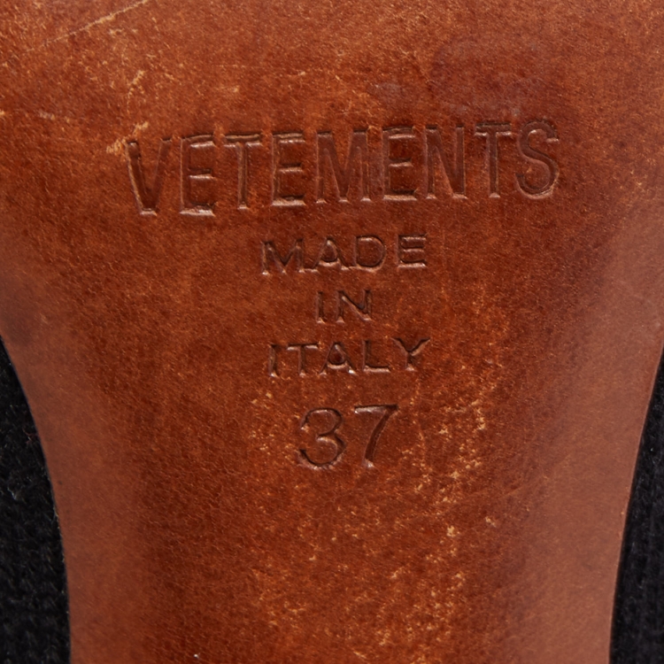 Pre Owned Vetements Black Knit Fabric Sock Boots Size 37