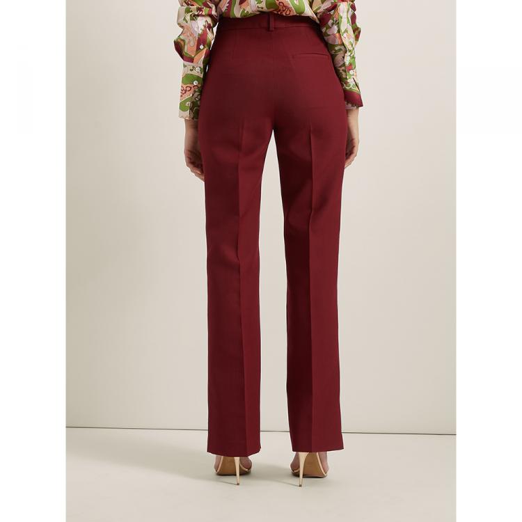 Pre Owned Victoria Beckham Red Straight-Leg Wool-Blend Trousers UK 16