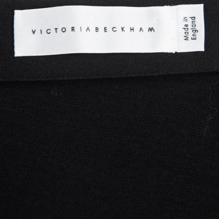 Pre Owned Victoria Beckham Black Wool Drape Detail Asymmetric Skirt S