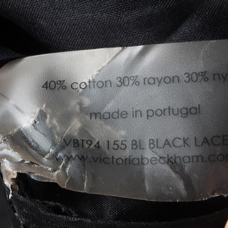Pre Owned Victoria Beckham Black Lace Pocket Detail Sheer Short Sleeve Blouse XS