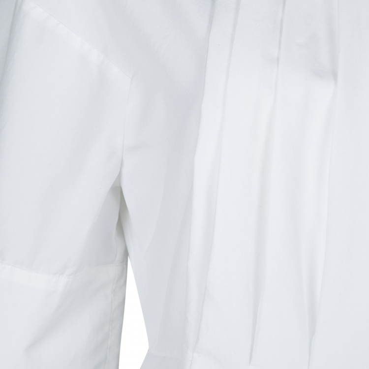 Pre Owned  Victoria Beckham White Cotton Pleat Detail Peplum Top M
