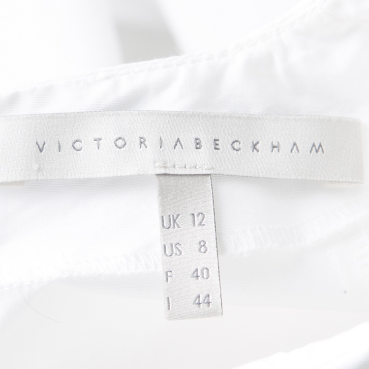 Pre Owned  Victoria Beckham White Cotton Pleat Detail Peplum Top M