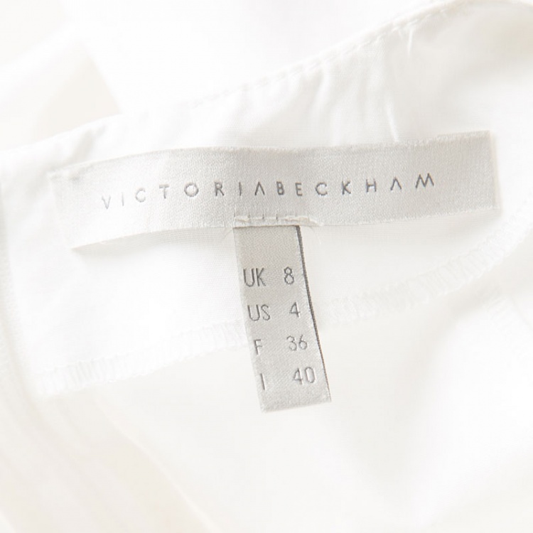 مملوكة مسب�قًا  Victoria Beckham White Cotton Pleat Detail Peplum Top S