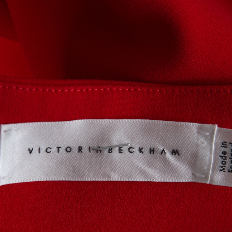 Pre Owned Victoria Beckham Red Crepe Sleeveless Fitted Dress M