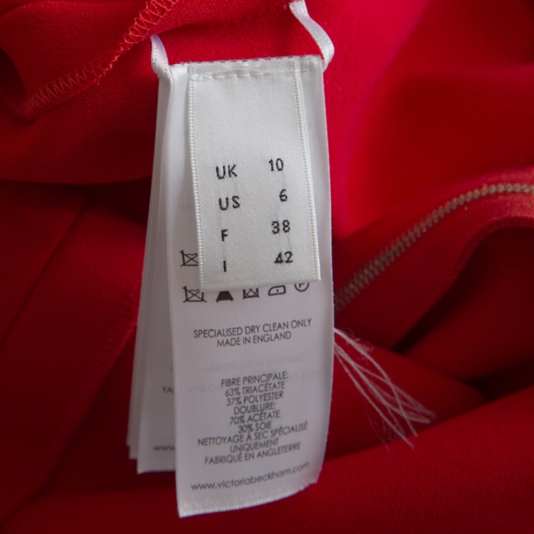 Pre Owned Victoria Beckham Red Crepe Sleeveless Fitted Dress M