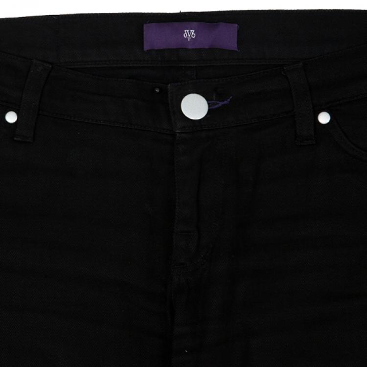 Pre Owned Victoria Beckham Silver Stitch Black Jeans M