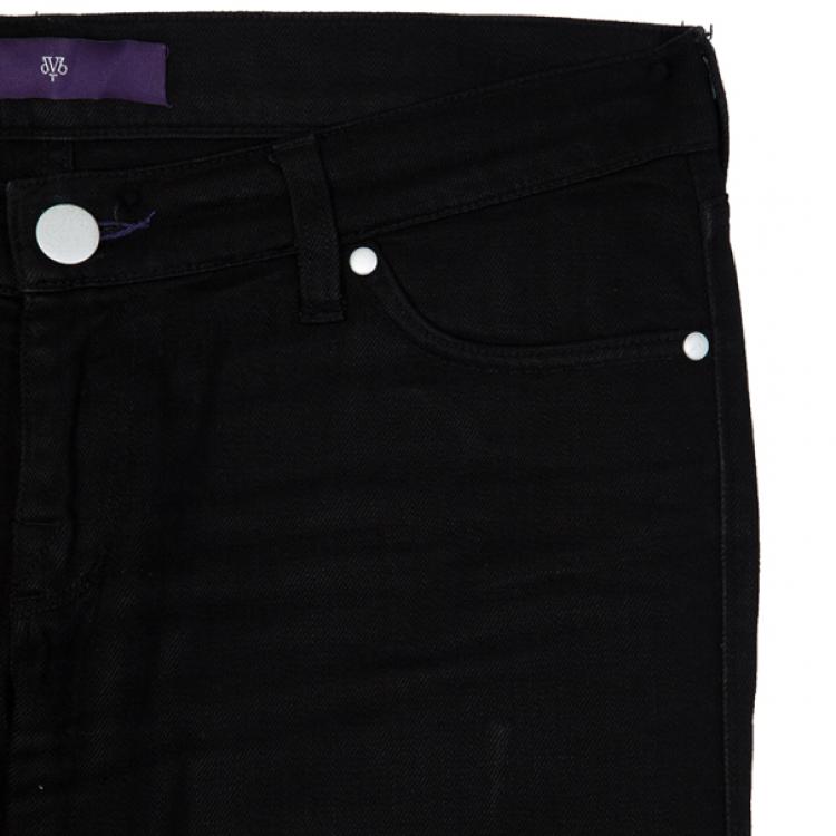 Pre Owned Victoria Beckham Silver Stitch Black Jeans M