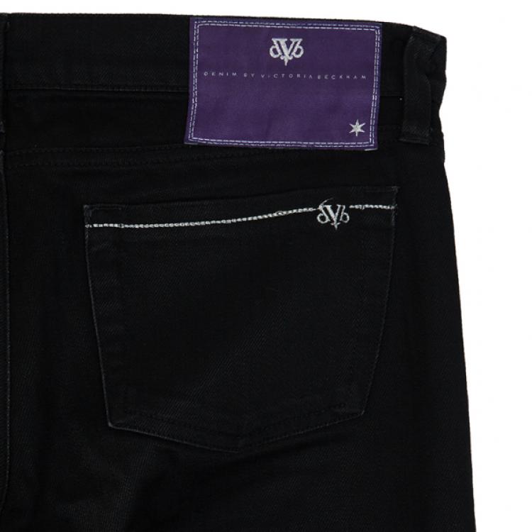 Pre Owned Victoria Beckham Silver Stitch Black Jeans M