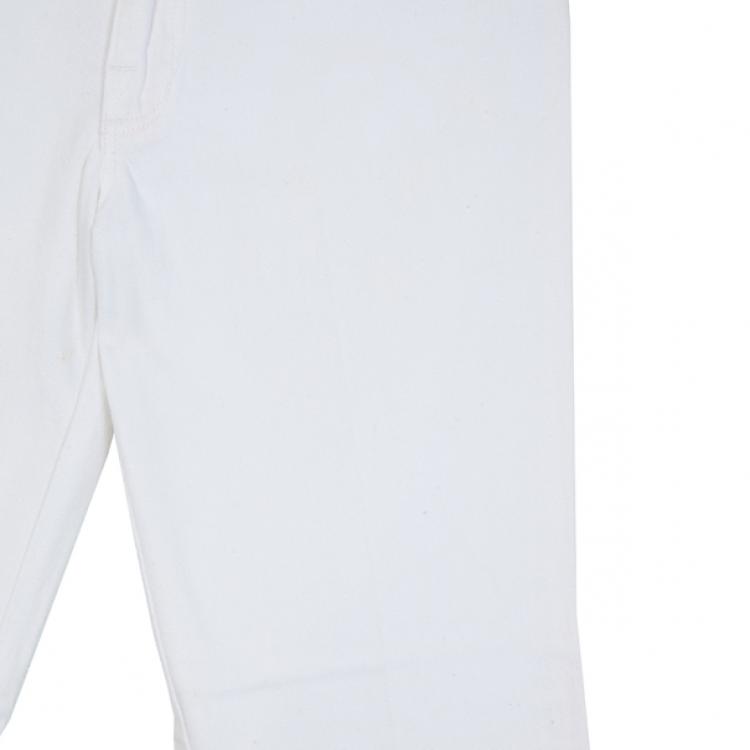 Pre Owned Victoria Beckham Orange Stitch White Jeans M