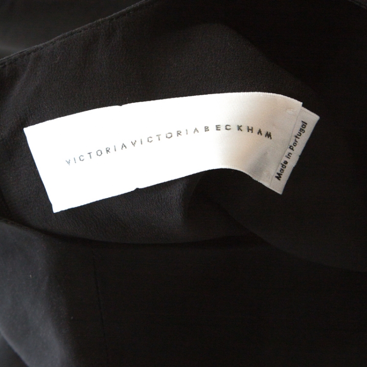 Pre Owned Victoria Beckham Black Cotton Blend Bow Detail Sleeveless Top M 