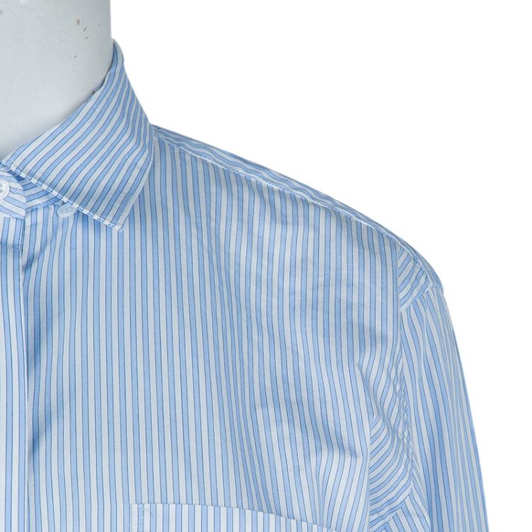 Pre Owned Victoria Beckham Blue Striped Long Sleeve Buttondown Shirt Dress S