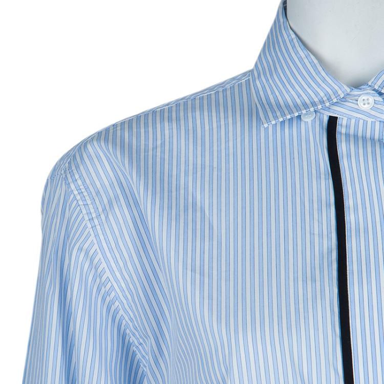 Pre Owned Victoria Beckham Blue Striped Long Sleeve Buttondown Shirt Dress S