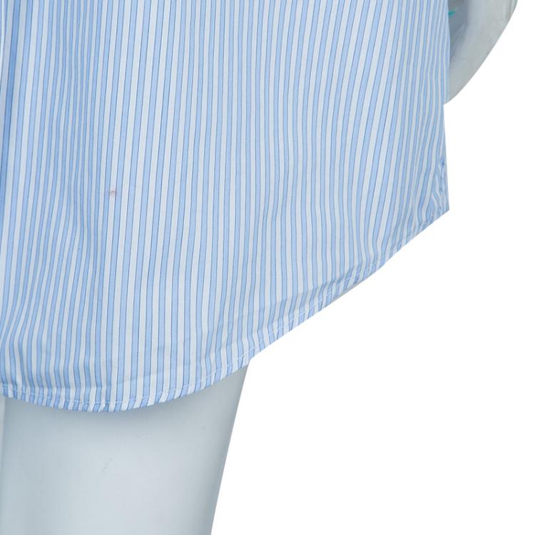 Pre Owned Victoria Beckham Blue Striped Long Sleeve Buttondown Shirt Dress S