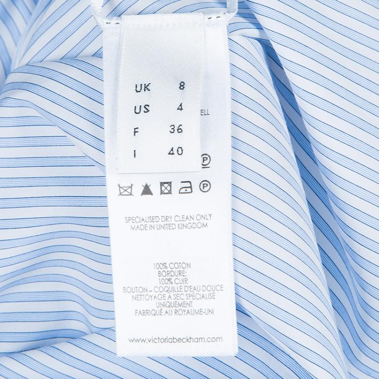 Pre Owned Victoria Beckham Blue Striped Long Sleeve Buttondown Shirt Dress S